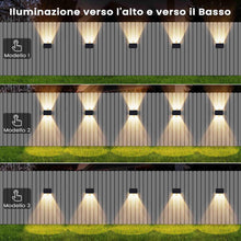 Carica l'immagine nel visualizzatore di Gallery, Lampada Solare da Esterno di 4 Pezzi Alto e Basso Luci Solari Esterno Energia Bianco Caldo Illuminazione per Esterni 100