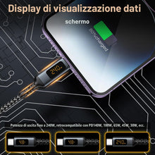 Carica l'immagine nel visualizzatore di Gallery, GIANAC 240W Cavo USB C USB C con display a LED [2m] Cavo USB Type-C Rapida