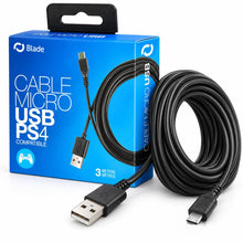 Carica l'immagine nel visualizzatore di Gallery, FRTEC - Cavo di ricarica per controller compatibile Playstation 4, Micro USB a USB, Lunghezza 3 metri