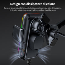 Carica l'immagine nel visualizzatore di Gallery, MANKIW Caricatore Wireless Auto, 15W Ricarica Wireless Auto con Bloccaggio Automatico, Rotazione 360° &amp; Luci RGB, Compat