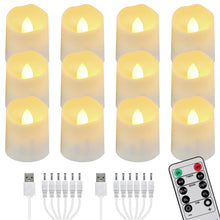 Carica l'immagine nel visualizzatore di Gallery, FREEPOWER 12 Candele LED Ricaricabili con Telecomando Timer Fiamma Tremolante, Luce Bianca Calda, Lumini LED Elettriche,
