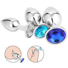 Carica l'immagine nel visualizzatore di Gallery, 3x Plug Anale Metallo | Butt Plug Cristallo Blu | Puro Piacere in 3 Taglie per Donna, Coppia, Uomo | Giocattoli Anali Ar