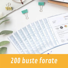 Carica l'immagine nel visualizzatore di Gallery, perfect line 200 Buste trasparenti anelli a4 perforate DIN-A4, bustine trasparenti, zigrinata, prive di acidi e valide p