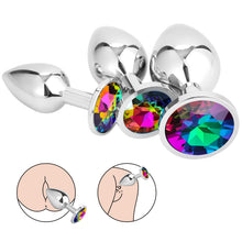 Carica l'immagine nel visualizzatore di Gallery, 3x Plug Anale Metallo | Butt Plug Cristallo Rainbow | Puro Piacere in 3 Taglie per Donna, Coppia, Uomo | Giocattoli Anal