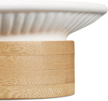 Carica l'immagine nel visualizzatore di Gallery, Relaxdays Set Accessori Bagno 4 Utensili, Dispenser, Porta-Sapone, Porta-Spazzolino, bambù, Ceramica, Marrone e Bianco
