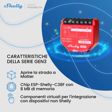 Carica l'immagine nel visualizzatore di Gallery, Shelly 1PM Gen3 - Wi-Fi Interruttore Intelligente Relé, 1 Canale, 16А, Monitora il Consumo di Energia, Controllo Remoto 