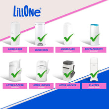 Carica l'immagine nel visualizzatore di Gallery, LillOne Kit Cassetta Riutilizzabile + 3 Ricariche Extra Lunghe 7 Strati da 7m – Compatibile con Mangiapannolini Maialino