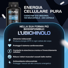 Carica l'immagine nel visualizzatore di Gallery, HyBlue Coenzima Q10 Ubichinolo 100 mg 240 cps, 100% Vegano, 8 Mesi