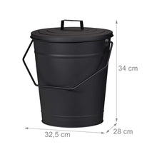 Carica l'immagine nel visualizzatore di Gallery, Relaxdays Secchio per Cenere con Coperchio, per Raffreddare &amp; Trasportare Carbone Bollente, Camino &amp; Stufa, 12 l, Nero