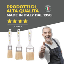 Carica l'immagine nel visualizzatore di Gallery, Set 3 Pennelli Boldrini per pittura con Manico in plastica 3/4/5 cm – Ideali per Pareti, Legno e Ferro – Pennelli per Sm