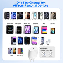 Carica l'immagine nel visualizzatore di Gallery, Adattatore USB C da 20 W, caricatore USB C per iPhone 16/16Pro/16Pro Max/16Plus/15Pro/15Pro Max/15Plus/15/14/13/12/11 SE
