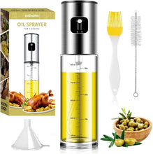 Carica l'immagine nel visualizzatore di Gallery, edihome, Spruzzino Olio per Friggitrice Aria, Spruzzatore Salvagoccia, 100 ml, Spray Nebulizzatore, Oliera in Vetro e Acciaio Inox
