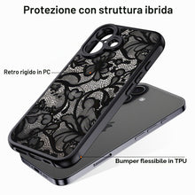 Carica l'immagine nel visualizzatore di Gallery, XTCASE Cover Pizzo Floreale per iPhone 17 Traslucida Opaca, Nero