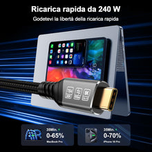Carica l'immagine nel visualizzatore di Gallery, USB-C Thunderbolt 4 0,5m - Cavo dati 40Gbps, ricarica rapida 240W, video 4K@144Hz 8K@60Hz per eGPU, MacBook, SSD, Switch