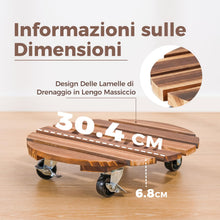 Carica l'immagine nel visualizzatore di Gallery, Bamworld Porta Piante da Interno con Ruote – Set di 2 Basi Rotonde in Legno per Vasi Grandi, Pedana Mobile per Interno e