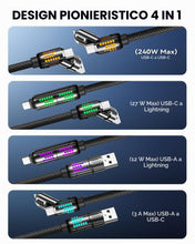 Carica l'immagine nel visualizzatore di Gallery, RAVIAD Multi Cavo di Ricarica [2M] 4 in 1 Multiplo Cavetto 240W PD con luce