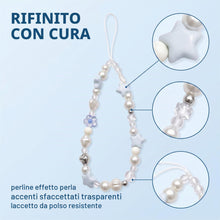 Carica l'immagine nel visualizzatore di Gallery, Laccetto per Cellulare con Perline Blu, Catenina per Telefono con Stelle, Charm Cellulare Y2K e Cordino da Polso per Fot