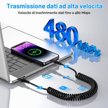 Carica l'immagine nel visualizzatore di Gallery, Cavo a spirale USB A a Lightning, [Certificato MFi] Cavo CarPlay per dati, Cavo di ricarica per iPhone Auto USB Lightnin