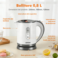Carica l'immagine nel visualizzatore di Gallery, GRIFEMA Bollitore elettrico piccolo 1100W da 0,8 litri