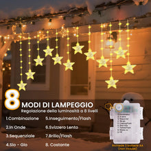 Carica l'immagine nel visualizzatore di Gallery, Bonlux 120 LED Luci a Tendina Stelle, 8 Modalità &amp; 11 Livelli Luminosità, 3m Luci Stelle a Batteria con Timer/Memoria, I
