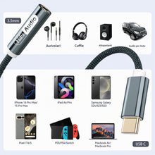 Carica l'immagine nel visualizzatore di Gallery, YISH Adattatore USB C Jack 3.5mm：Audio Aux USB Tipo C a Jack Adattatore con Chip DAC per 3.5mm Cuffie Compatibile con iP