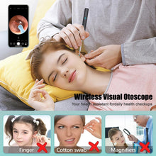 Carica l'immagine nel visualizzatore di Gallery, Pulizia Orecchie con 6 Luci LED Pulitore Orecchie con Telecamera 1296P 3,5mm HD Impermeabile, Pulisci Orecchie,Otoscopio