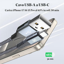 Carica l'immagine nel visualizzatore di Gallery, Cavo USB C 2 pezzi 3m, Cavo USB tipo C di ricarica in nylon tipo C, per Samsung Galaxy S10 S9 S8 Plus, Note10, Note9, M3