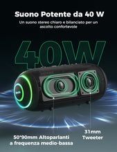 Carica l'immagine nel visualizzatore di Gallery, RIENOK Cassa Bluetooth Portatile Potente 40W Impermeabile, Doppie Trombe