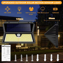 Carica l'immagine nel visualizzatore di Gallery, Luce Solare LED Esterno, Faretto LED da Esterno con Sensore di Movimento, 185 LED/ 3 Modos Lampada Solare da Esterno, IP
