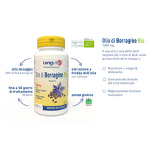 Carica l'immagine nel visualizzatore di Gallery, LongLife® Olio di Borragine Bio 1300mg | Integratore di borragine titolato al 20% in GLA | Omega 6 | Trofismo della pell