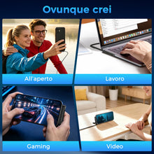 Carica l'immagine nel visualizzatore di Gallery, Caricatore Telefono Laterale, Ricarica Rapida 240W, Caricatore Invisibile 2-in-1 Usb C, Cavo Lungo 1,5m/4,9ft Con Suppor
