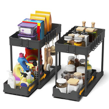 Carica l'immagine nel visualizzatore di Gallery, Meltrck 2 Pezzi Organizer Sottolavello Cucina 2 Livelli, Scaffale Estraibile per Lavello, Portaoggetti Sottolavello con 