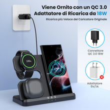 Carica l'immagine nel visualizzatore di Gallery, seacosmo Caricabatterie Wireless 3 in 1 per Samsung, Stazione Ricarica Wireless Rapida Charging Station, Caricatore S24/