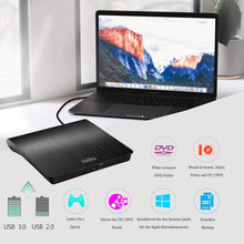 Carica l'immagine nel visualizzatore di Gallery, Masterizzatore DVD CD Externo Unità DVD Esterna USB 3.0 DVD-R CD-RW Lettore CD DVD Esterno Portatile Ultra Slim External