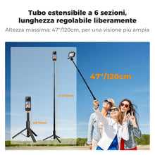 Carica l'immagine nel visualizzatore di Gallery, K&amp;F CONCEPT Treppiede e Palo Selfie Invisibile Telescopico 120cm