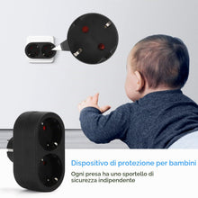 Carica l'immagine nel visualizzatore di Gallery, Aigostar Presa Doppia,Adattatore Schuko con Protezione Bambini,Doppia Presa Tedesca,Adattatore 2 prese Frontali,16A,Nero