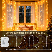 Carica l'immagine nel visualizzatore di Gallery, Luci LED Batteria, 2 Pezzi 5M 50LED Catena Luminosa per Interni e Esterni