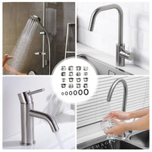 Carica l'immagine nel visualizzatore di Gallery, Set di 16 adattatori per rubinetto in metallo – Adattatori filettati con guarnizioni per filtro dell'acqua, tubo da giar