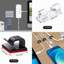 Carica l'immagine nel visualizzatore di Gallery, SOULWIT Kit gestione cavi, 4 guaine per cavi, 37 clip, 7 supporti per cavi, 10 attacchi a zip, 20 fissatori con chiodi, 