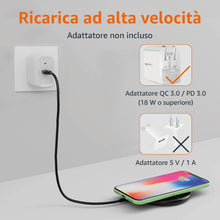Carica l'immagine nel visualizzatore di Gallery, Amazon Basics Tappetino di ricarica wireless certificato Qi da 15 W (iPhone 16/ 15/14/13/12/11/X, Samsung) - Con cavo US