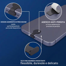 Carica l'immagine nel visualizzatore di Gallery, Confezione da 8 tappi antipolvere USB-C con adesivo rimovibile, copertura in silicone USB-C, tappi di protezione antipol