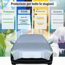 Carica l'immagine nel visualizzatore di Gallery, Telo Copriauto Impermeabile Invernale Esterno, Mezza Copertura per Auto con Strisce Riflettenti e Corde Antivento, Mezzo