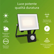 Carica l'immagine nel visualizzatore di Gallery, PHILIPS Lois, Faretto da esterni, Sensore di movimento e crepuscolare, Nero