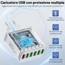 Carica l'immagine nel visualizzatore di Gallery, Caricatore USB 50W, Stazione di Ricarica Multiuso Spina a 6 Porte Ricarica