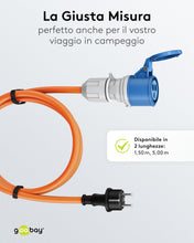 Carica l'immagine nel visualizzatore di Gallery, goobay Cavo adattatore CEE per caravan, 5 m, spina con contatto di protezione a presa CEE con coperchio di chiusura, IP4