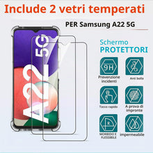 Carica l'immagine nel visualizzatore di Gallery, Ferilinso Cover per Samsung Galaxy A22 5G + 2 pezzi in vetro temperato protezione schermo [custodia trasparente silicone