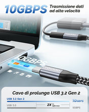 Carica l'immagine nel visualizzatore di Gallery, RAVIAD Prolunga USB C Maschio Femmina 50CM, 100W Cavo USB 3.2 Prolunga