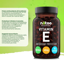 Carica l'immagine nel visualizzatore di Gallery, NÄTOO Vitamina E Pura 60 Mg 90 Ui D-Alfa-Tocoferolo 90 Softgel Vitamina E Capsule Molli Alto Dosaggio 500% Vnr Vitamin E