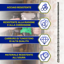 Carica l'immagine nel visualizzatore di Gallery, Punta Trapano Muro SDS Plus Ø10x310 mm in Acciaio e Carburo di Tungsteno