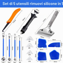 Carica l'immagine nel visualizzatore di Gallery, Spatola per Silicone Kit,5 in 1 Strumenti per Calafataggio,Raschietto Silicone,Applicatore di Tira del Silicone,Rimozion